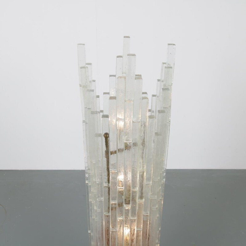 Lámpara de pie de cristal vintage de Poliarte, Italia, 1960