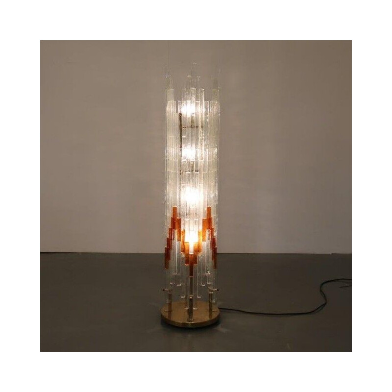 Vintage glass floor lamp by Poliarte, Italy, 1960s