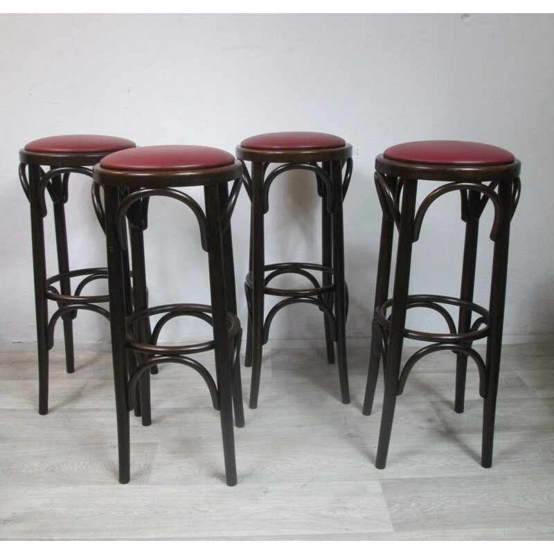 Set of 4 vintage leatherette bar stools, 1960s