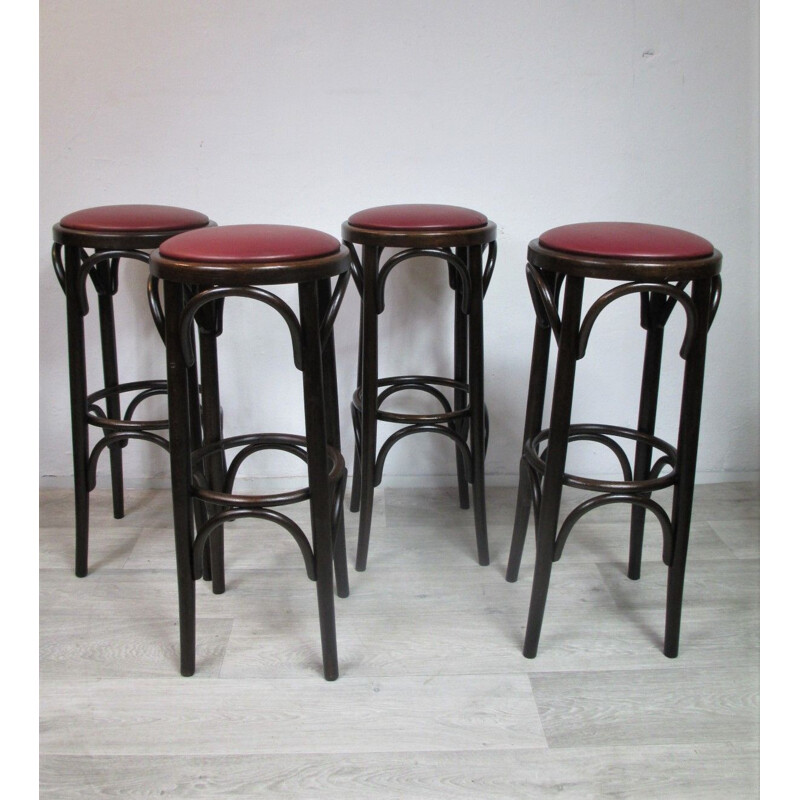 Set of 4 vintage leatherette bar stools, 1960s