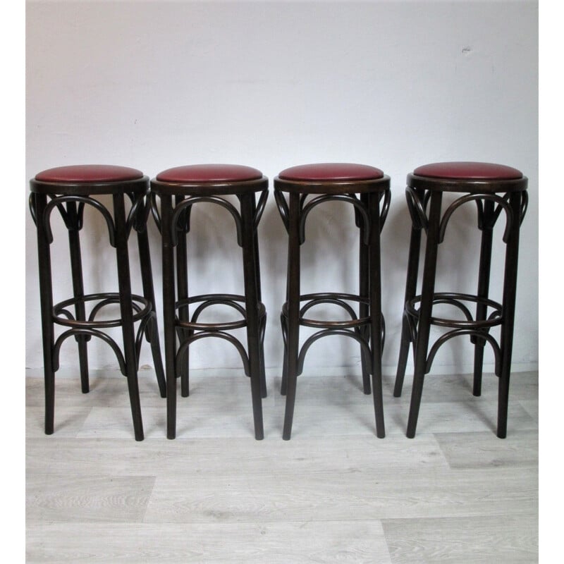 Set of 4 vintage leatherette bar stools, 1960s