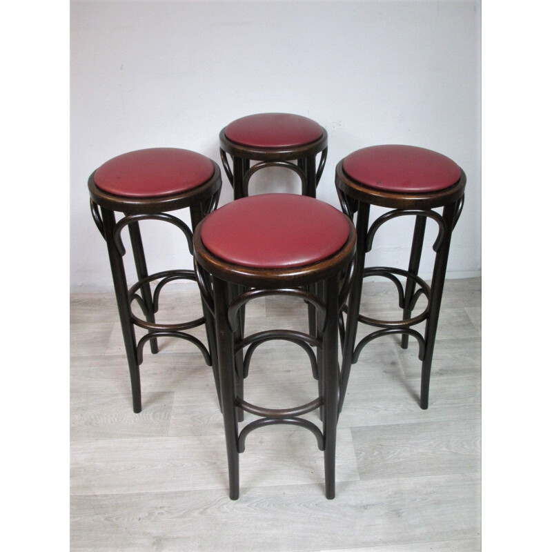 Set of 4 vintage leatherette bar stools, 1960s