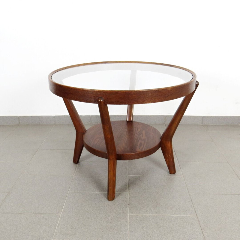 Vintage wooden coffee table by Kozelka, 1940s