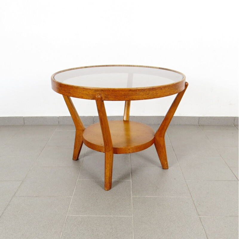 Table basse en bois clair vintage par Kozelka, 1940