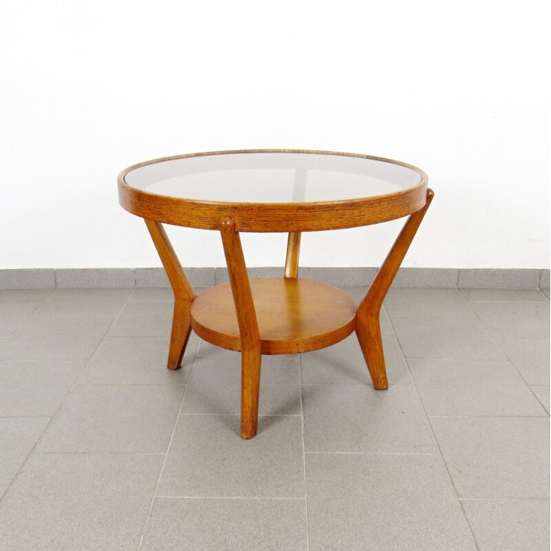 Vintage light wooden coffee table by Kozelka, 1940s