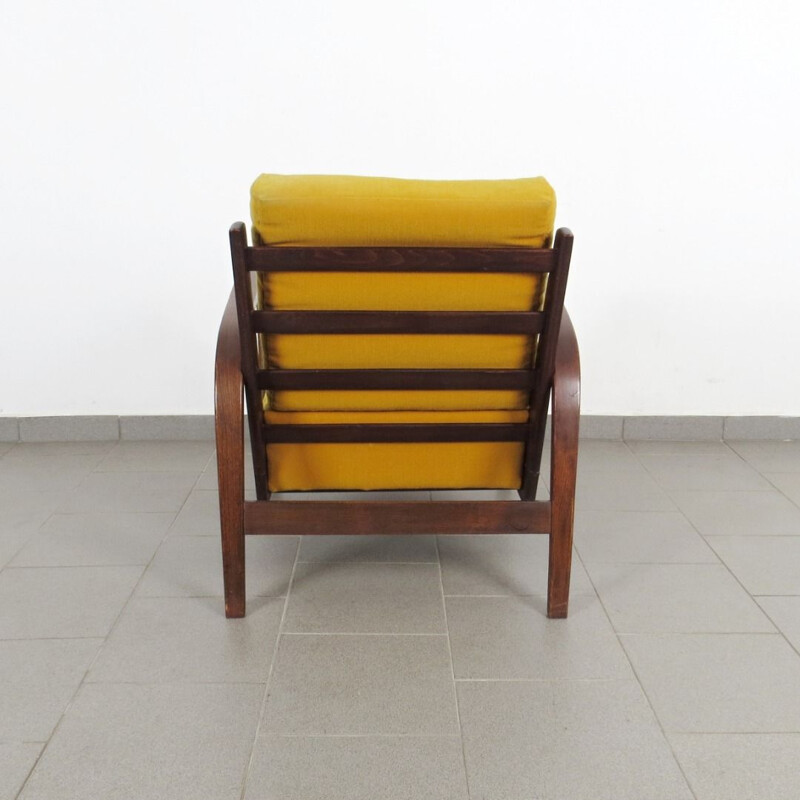 Set of 2 vintage yellow armchairs by Kozelka, 1940s