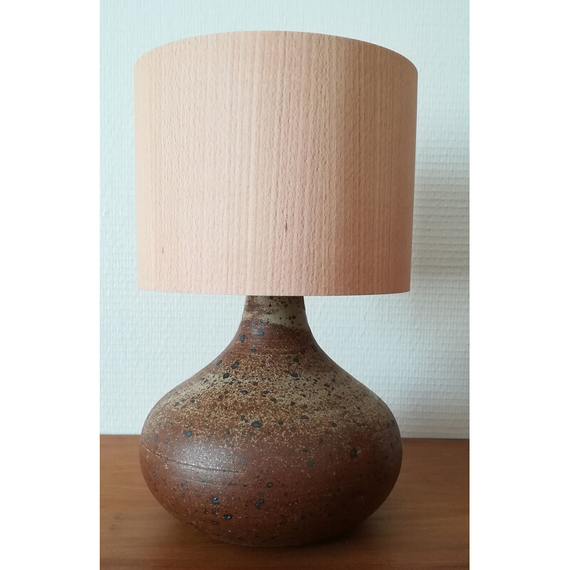 Vintage ceramic and wood lamp, 1960s