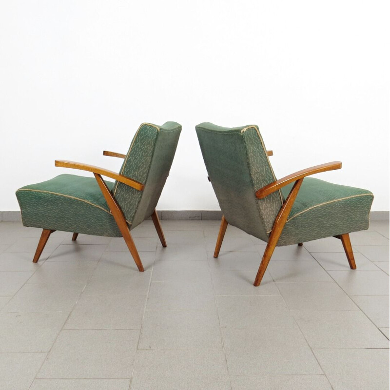 Ensemble de 2 fauteuils vintage verts, 1960