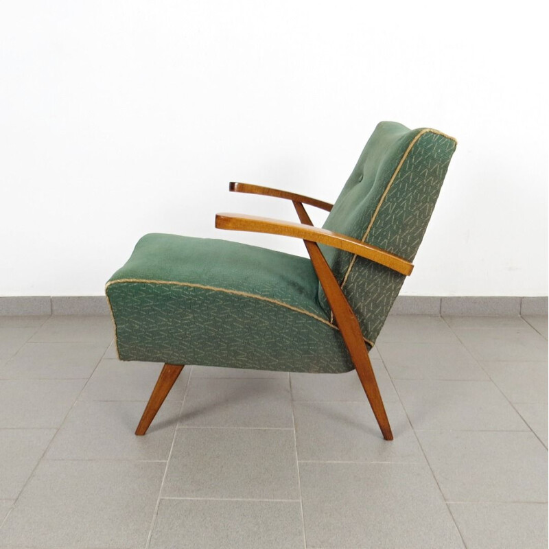 Set of 2 vintage green armchairs, 1960s
