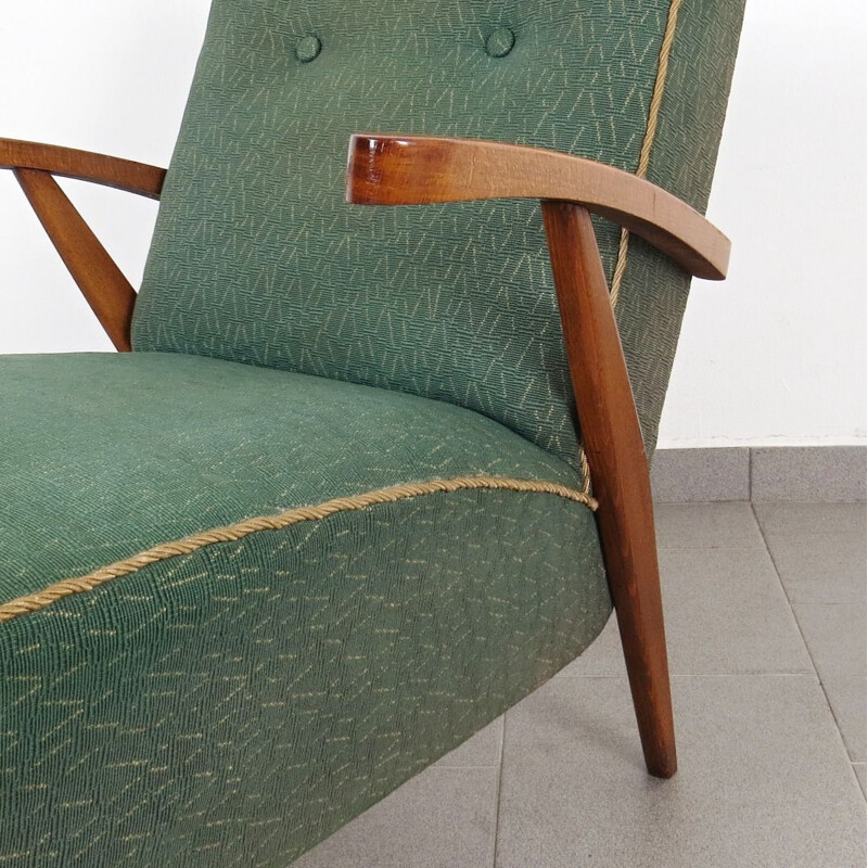 Set of 2 vintage green armchairs, 1960s