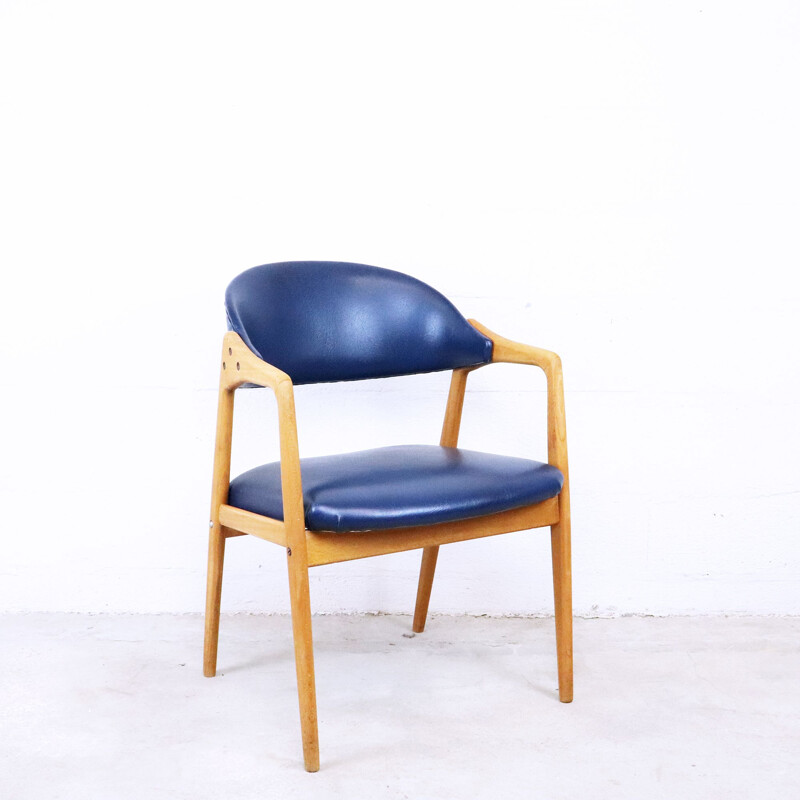 Vintage Gemla armchair in oak and skai, Sweden, 1960