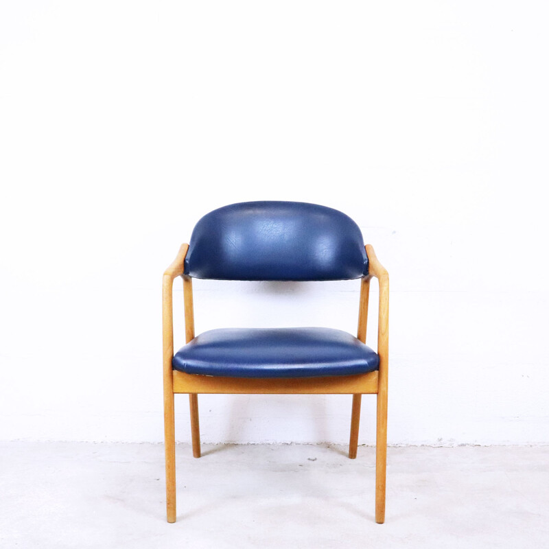 Vintage Gemla armchair in oak and skai, Sweden, 1960