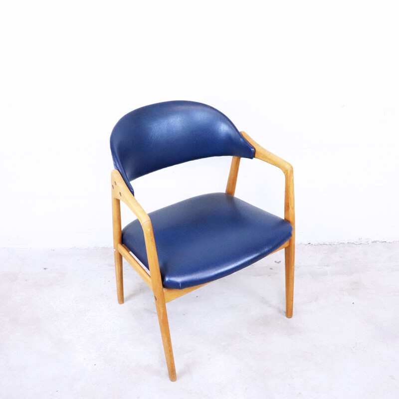 Vintage Gemla armchair in oak and skai, Sweden, 1960