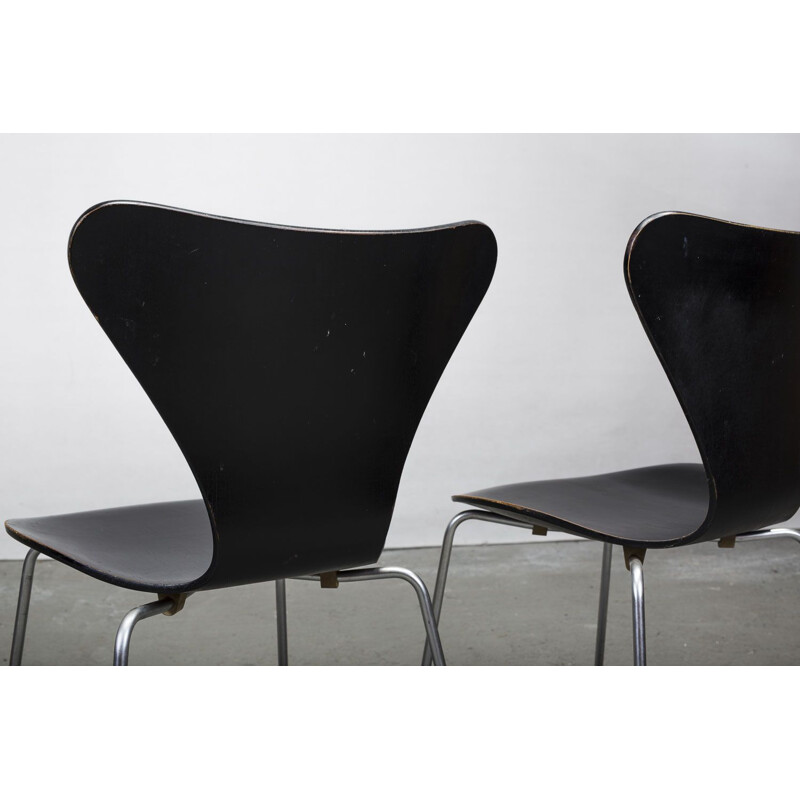 Ensemble de 4 chaises vintage série 7 par Arne Jacobsen pour Fritz Hansen, 1950