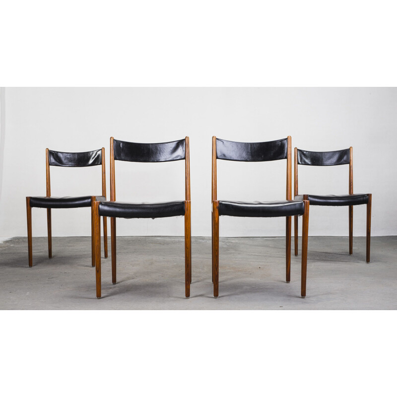 Set of 4 vintage rosewood dining Chairs from Lübke, 1960