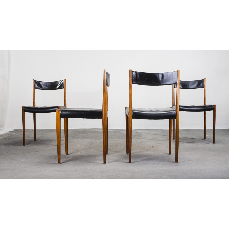 Set of 4 vintage rosewood dining Chairs from Lübke, 1960