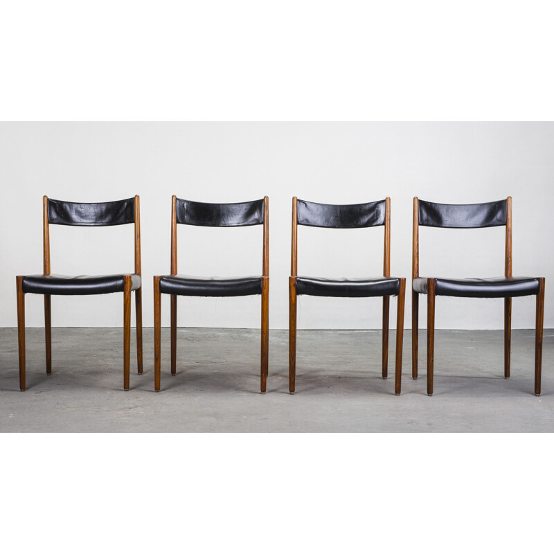 Set of 4 vintage rosewood dining Chairs from Lübke, 1960