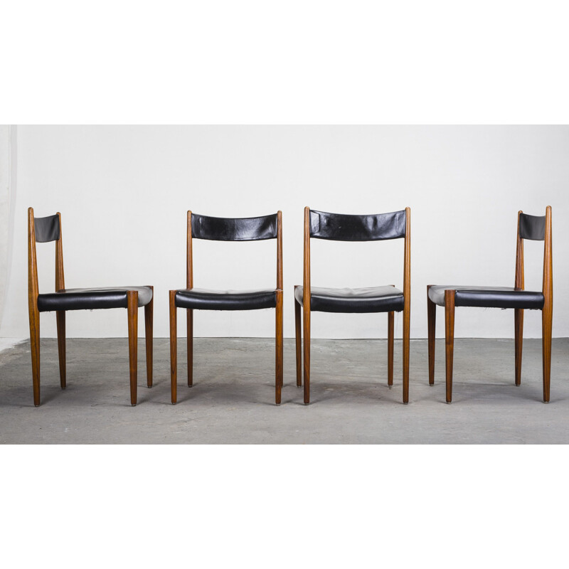 Set of 4 vintage rosewood dining Chairs from Lübke, 1960