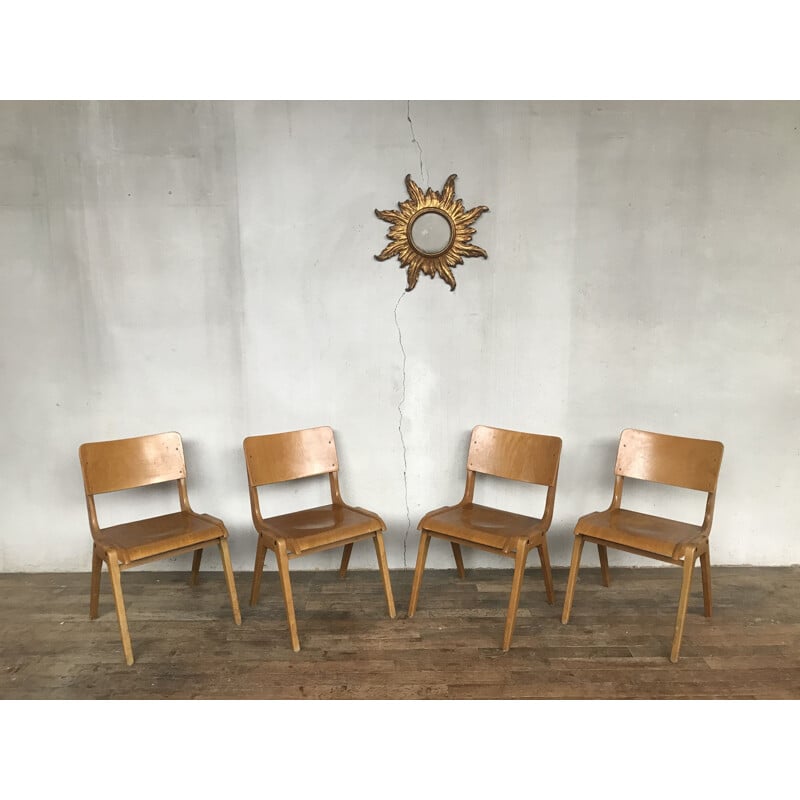 Set of 42 Vintage chairs, modernist spirit, 1950-60s