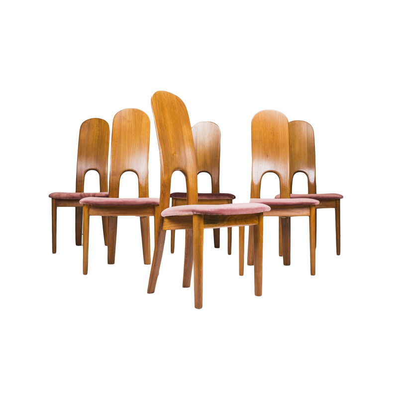 Ensemble de 6 chaises à manger en teck danois vintage par Koefloeds Hornslet, 1970