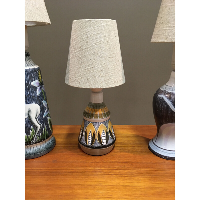 Set of 3 vintage Scandinavian ceramic lamps 1960