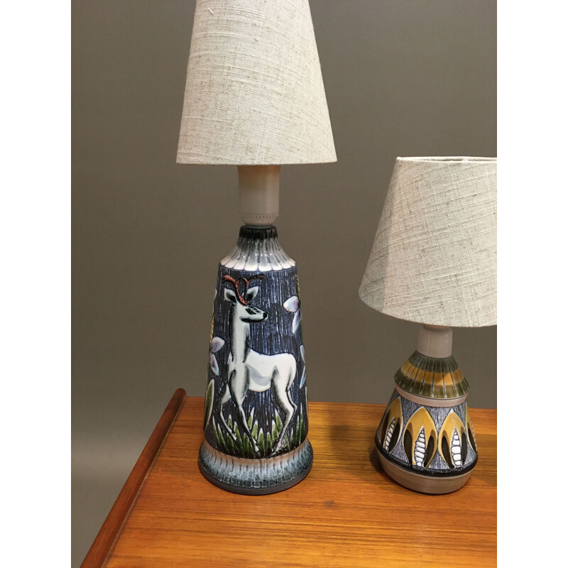 Set of 3 vintage Scandinavian ceramic lamps 1960