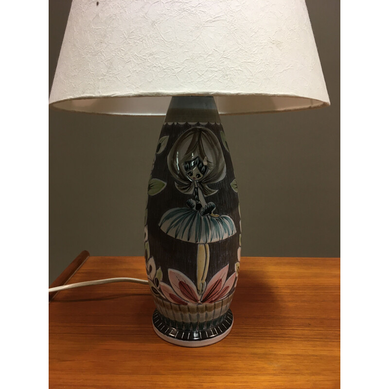 Scandinavian vintage ceramic lamp 1960