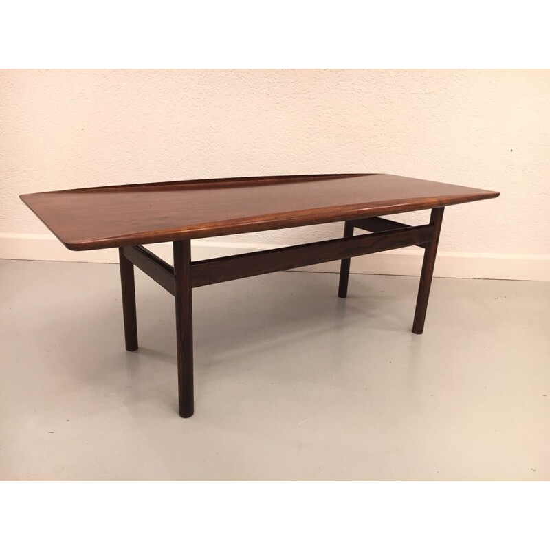 Vintage rosewood coffee table for Poul Jeppesen Grete Jalk Denmark 1950