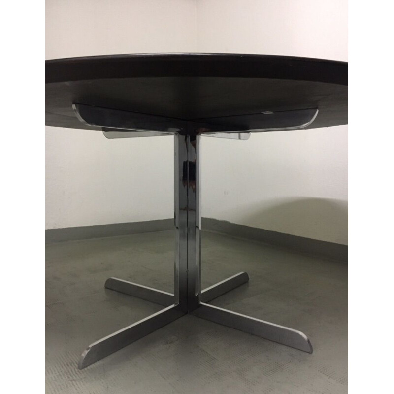 Vintage dining table produced by Knoll International ebony veneer  and chrome foot 1970