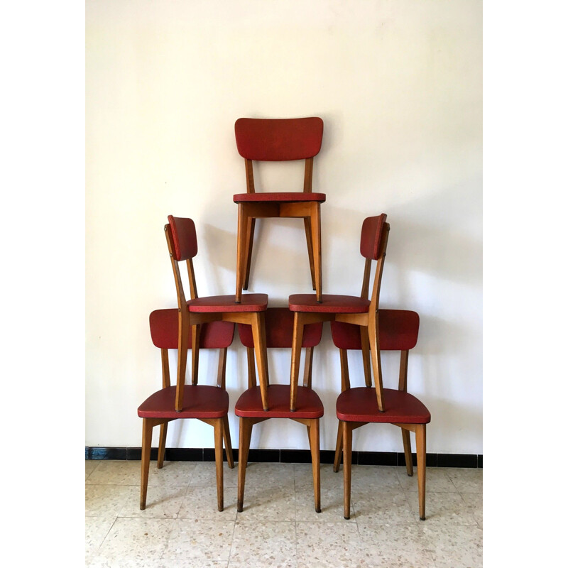 Set of 6 vintage Luterma chairs, 1950