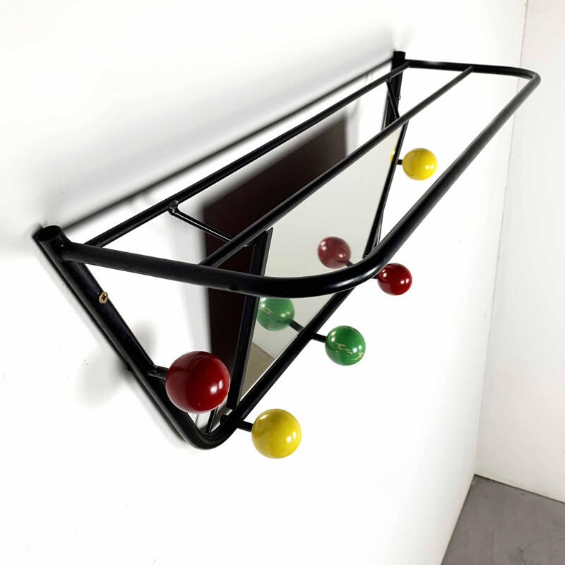 Vintage Wall Coat Rack and Mirror by Roger Feraud, 1960s