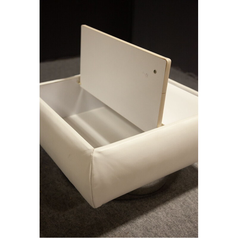 Pair of vintage white leather bedsides, 1970