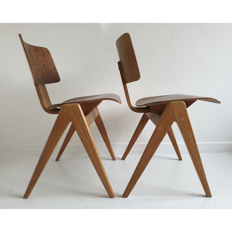 Vintage Set of 6 "Hillestak" Chairs by Robin Day for Hille, 1950
