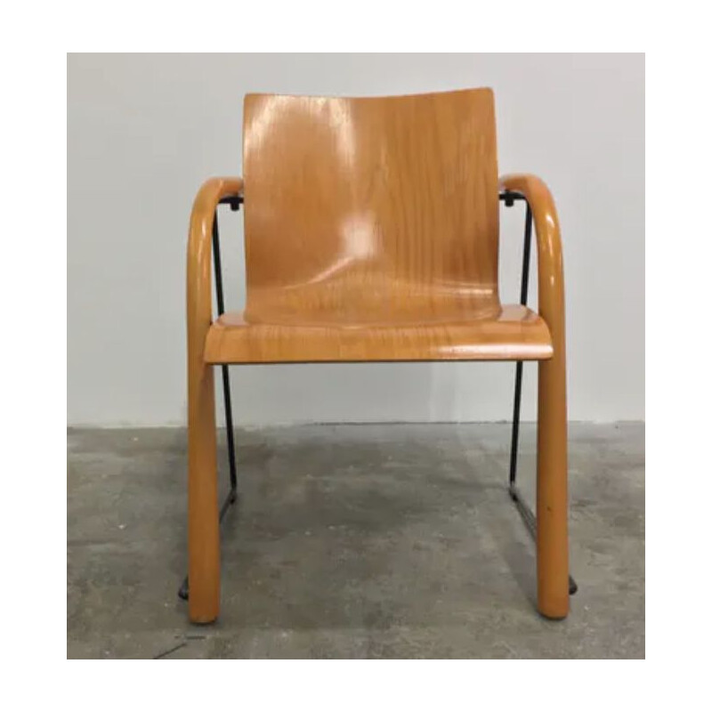 Pair of vintage chairs in wood and metal by Thonet, 1980