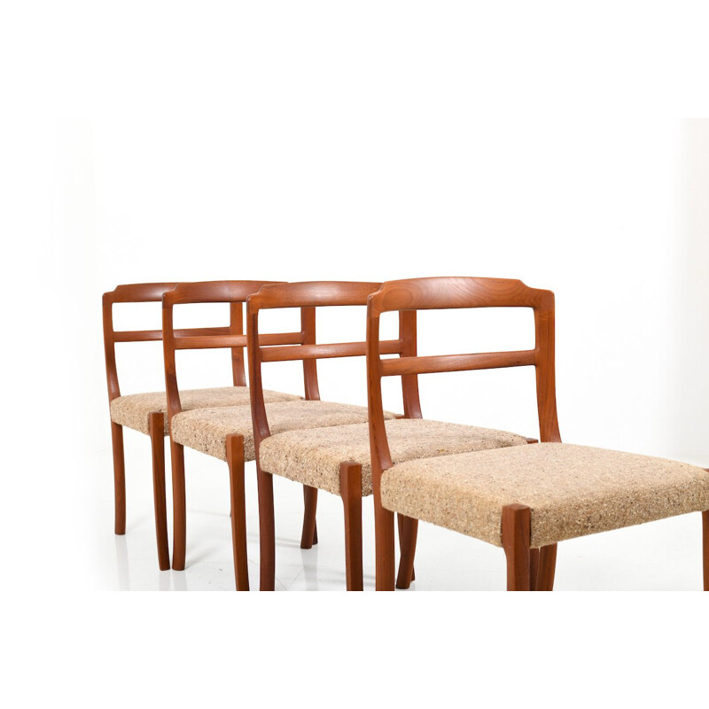 Suite de 4 chaises de salle à repas vintage en teck par Ole Wanscher pour Cado