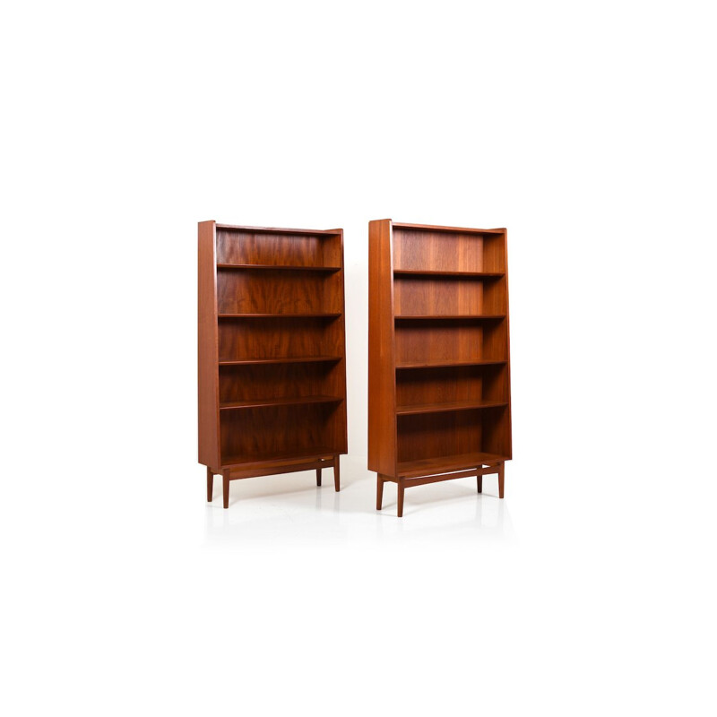 Vintage Pair of conical Danish BookCases in Teak