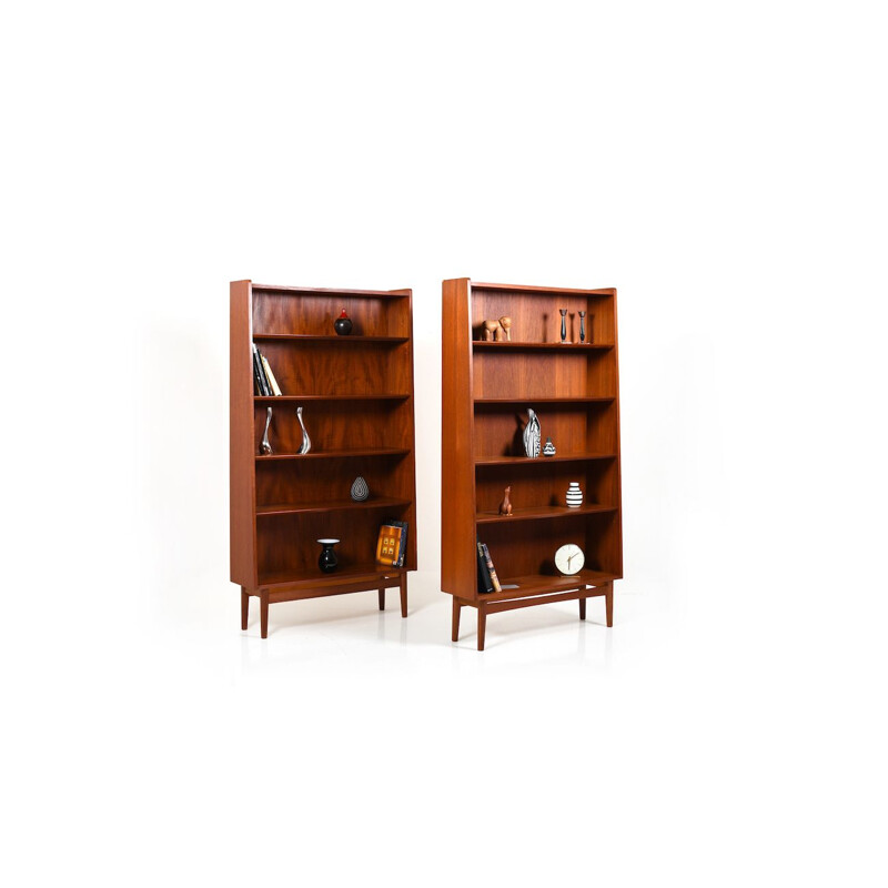 Vintage Pair of conical Danish BookCases in Teak