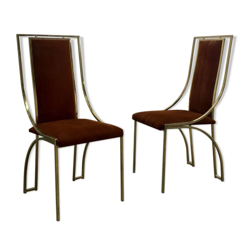 Pair of vintage chairs in gold metal 1970