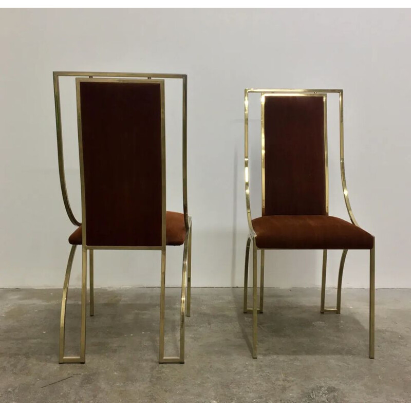 Pair of vintage chairs in gold metal 1970