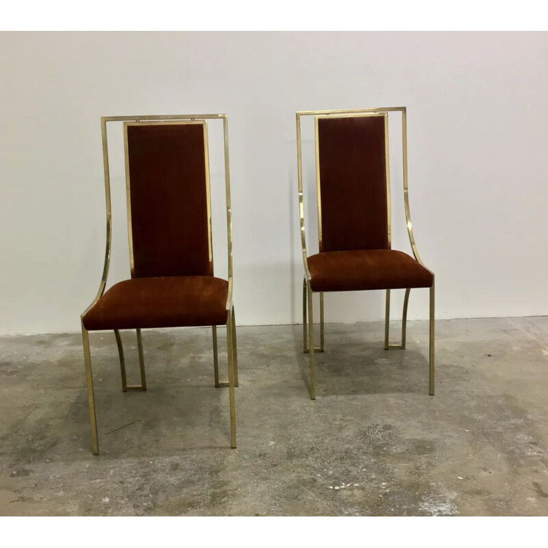 Pair of vintage chairs in gold metal 1970