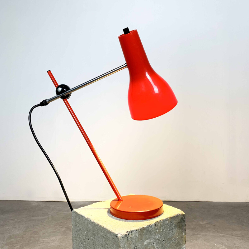 Vintage Red Metal Table Lamp, 1960s