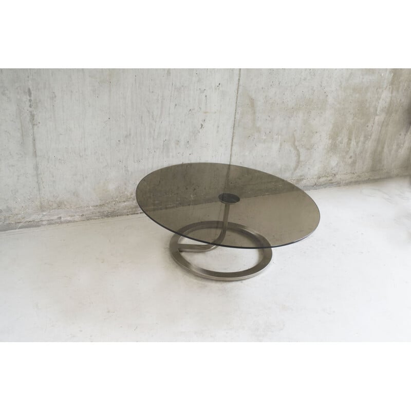 Natuzzi smoked glass and polished steel coffee table, Natuzzi SALOTTI - 1990s