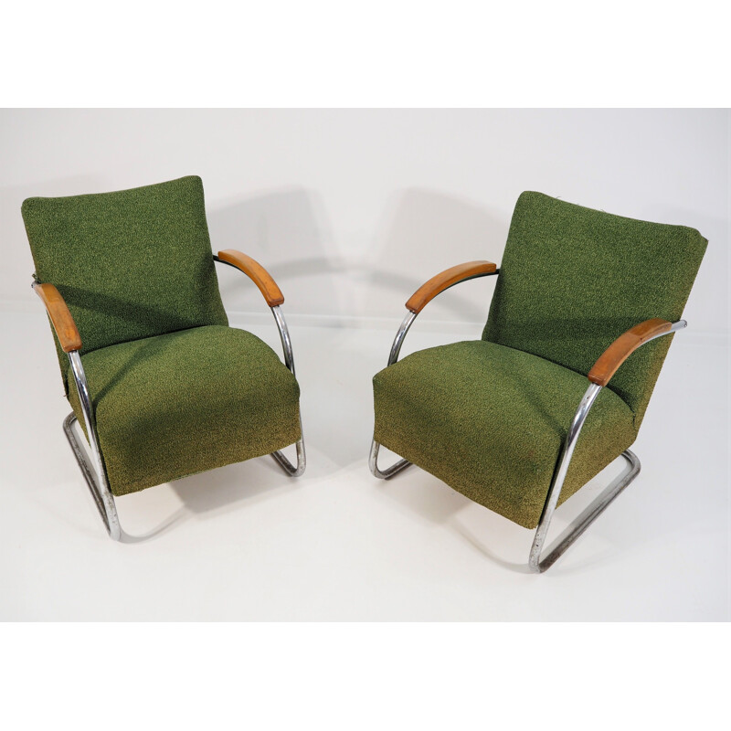 Ensemble de 2 fauteuils verts vintage de Mücke Melder, 1940