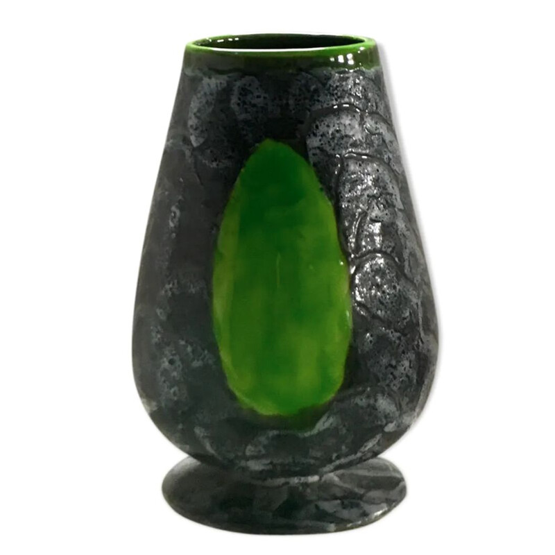 Vaso de cerâmica verde vintage, 1960