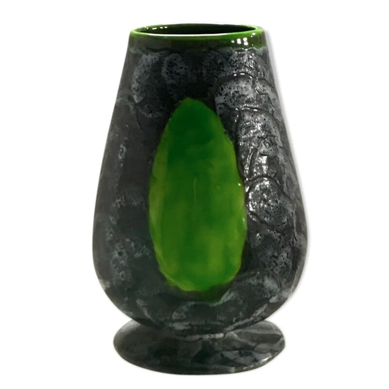 Vaso vintage in ceramica verde, 1960