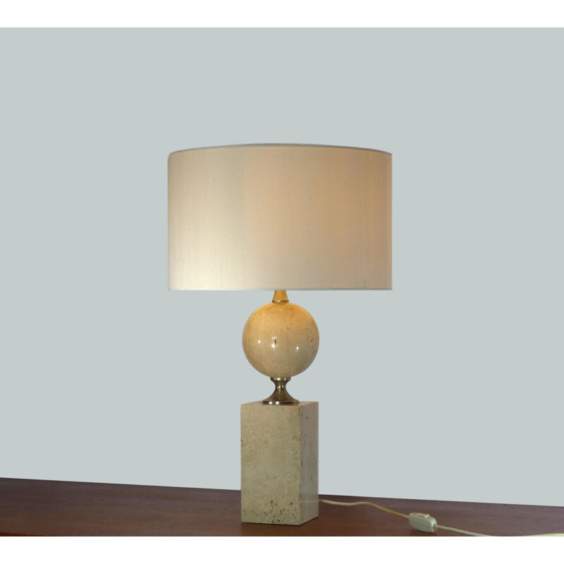 Lampe vintage en travertin de Philippe Barbier, 1970 