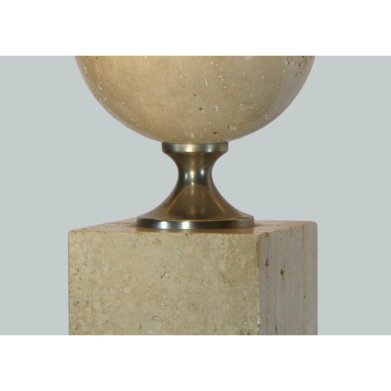 Vintage lamp in travertine by Philippe Barbier, 1970s