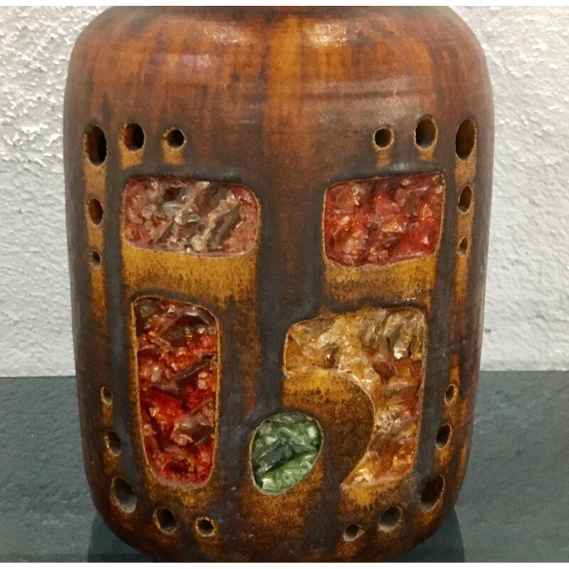 Lampe vase vintage en céramique d'Accolay, 1960-70