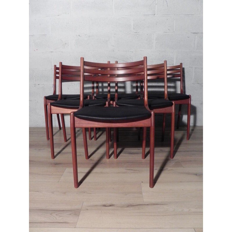 KS Mobelfabrik set of 6 vintage Scandinavian chairs in teak, Kai KRISTIANSEN - 1960s