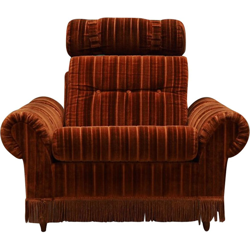 Vintage danish armchair in velvet, 1960